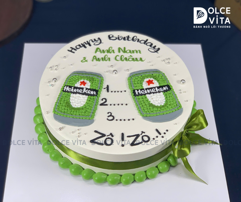 [0255] (90) Bánh Kem Vẽ Hình Lon Bia Heineken: Quà Tặng 