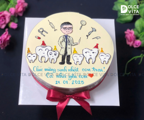 1081 (90) Bánh vẽ chủ đề Nha khoa - tặng bác sĩ các dịp.