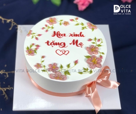 [1324] (20) Bánh kem vẽ hoa tặng mẹ - quà tặng sinh nhật cho nữ