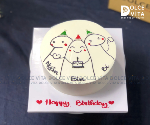 895 Bánh vẽ 3 người cầm bánh hài hước