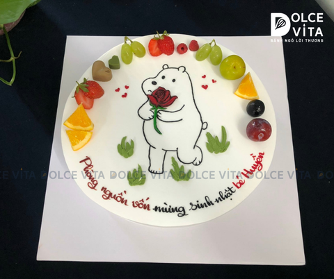 729 (30) Vẽ gấu cầm hoa hồng đỏ