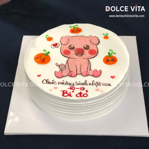 [1697] (60) Bánh vẽ chủ đề Heo - Bí đỏ
