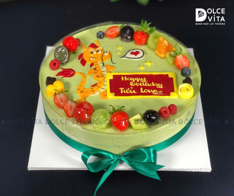 [1795] (80) Bánh Matcha Yogurt vẽ chú Rồng cho sinh nhật người tuổi Thìn