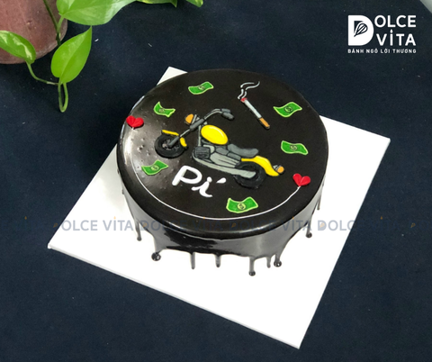 730 (80) Bánh đổ ganache, vẽ xe motor, xì gà