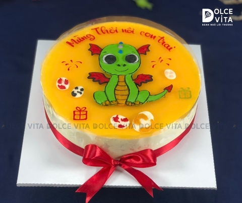 1440 (70) Bánh mousse chanh dây vẽ hình chú rồng