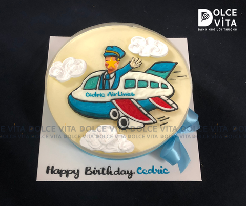 960 (90) Bánh vẽ máy bay và phi công (ghép ảnh người thật)