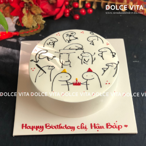 196 (70) Bánh sinh nhật vẽ tập thể quẩy sinh nhật
