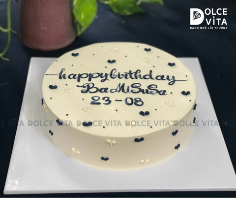 727 Bánh tối giản trang trí trái tim, tông đen - trắng [Liti]