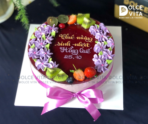 002 Mulberry Yogurt trang trí hoa tím