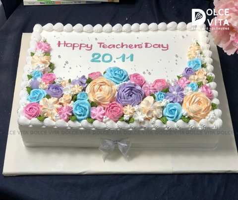 1007 (200 - 30x40) Bánh hình chữ nhật hoa pastel