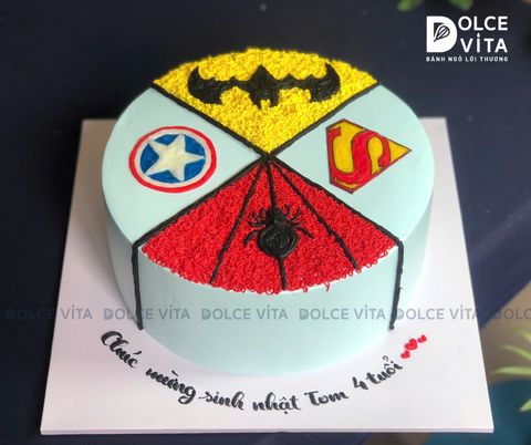 [1211] (90 - M) Bánh kem chủ đề Siêu anh hùng cho sinh nhật bé trai