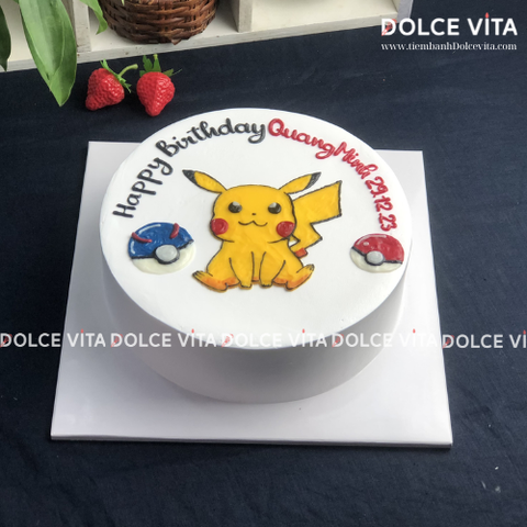 [1849] (70) Bánh kem vẽ Pokemon - Pikachu