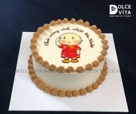 732 (40) Bánh kem dành cho Fan bóng đá: Vẽ cậu bé mặc đồ cầu