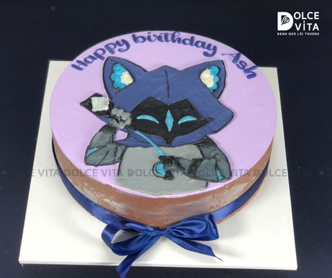 [1622] (80) Bánh kem vẽ Omen Cat - (game Valorant)