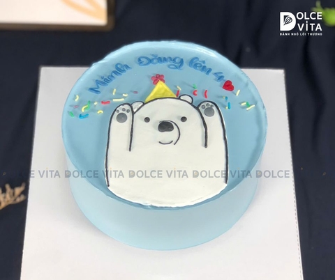 [213] (30) Bánh vẽ gấu đội nón sinh nhật ngọt ngào, đáng yêu