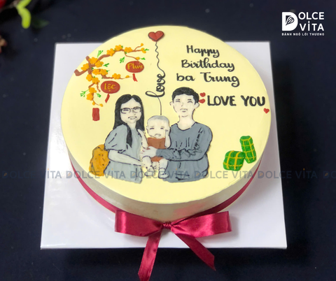 1043 Bánh vẽ hình gia đình hạnh phúc ngày xuân