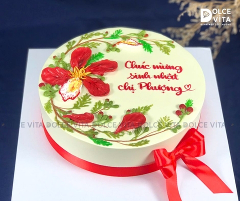 [1442] (60-90-120-150) Bánh Kem Trang Trí Hoa Phượng – Món Quà cho Trường học - Thầy cô