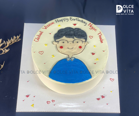 271 (60) Bánh kem vẽ chibi chân dung - Món quà sinh nhật cho Nam giới độc đáo