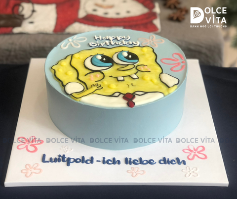 [3176] (60) Bánh Sinh Nhật SpongeBob Vẽ Tay Ngộ Nghĩnh, Dễ Thương