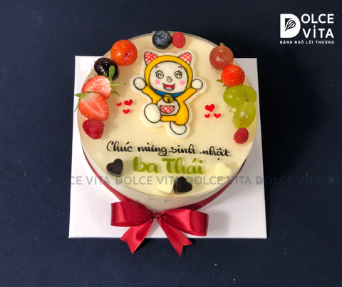 317 (50) Green Tea Lemon (Bánh mousse trà xanh chanh) vẽ Doremi