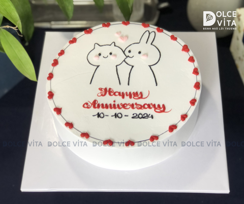 [239] Bánh kem vẽ thỏ Mimi & mèo Neko đáng yêu