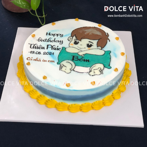 [1513]  (80) Bánh vẽ bé trai cho dịp thôi nôi - đầy tháng.