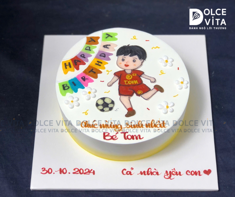 [211] (100) Bánh kem vẽ cầu thủ bóng đá nhí cho fan thể thao vua