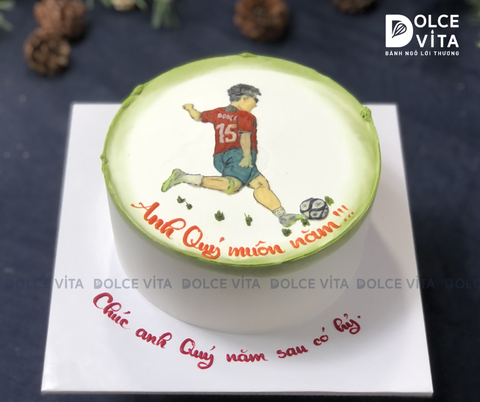 [2075] (80) Bánh kem vẽ cầu thủ đá banh - dành cho tín đồ bóng đá