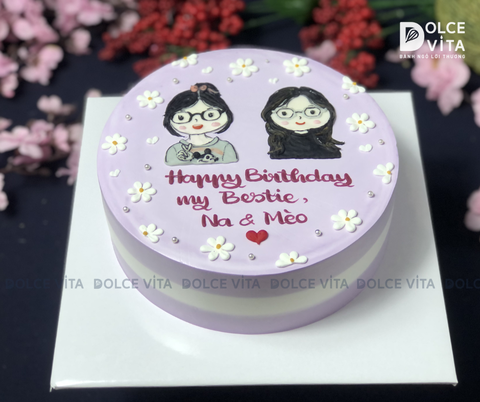 [1876] (60) Bánh kem vẽ hình cho sinh nhật chung