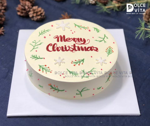TD004 Bánh kem vẽ lá thông - gợi nhớ mùa đông Giáng sinh [Christmas cake]