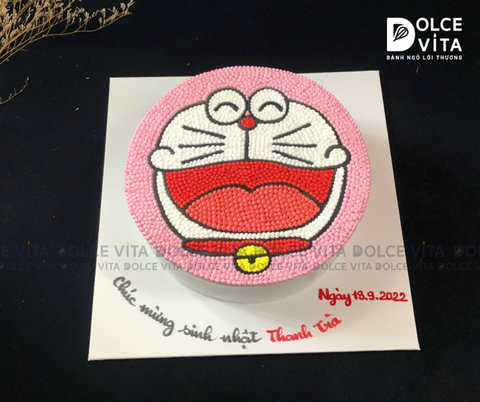 925 (70) Bánh chấm kem vẽ Doremon/ Doraemon màu hồng