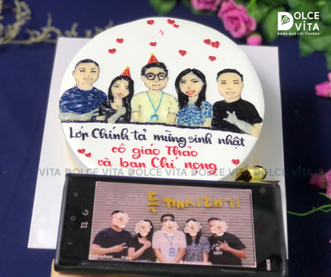 [395] (100) Bánh Kem Vẽ Phác Thảo Gia Đình – Dấu Ấn Cá Nhân Đặc Biệt