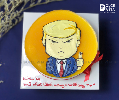 [500] (90) Bánh Kem Vẽ Chân Dung Tổng Thống Trump – Ấn Tượng & Độc Đáo