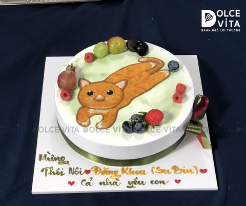 [154] (60) Bánh kem vẽ chú mèo theo yêu cầu