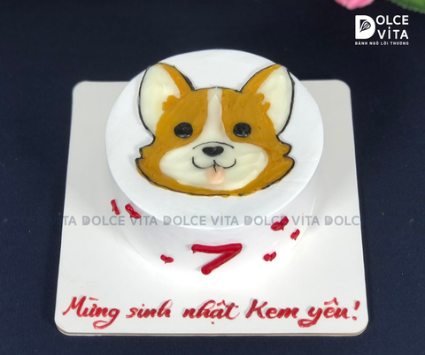 [1724] (30) Bánh kem mini (bento) vẽ chú chó đáng yêu cho sinh nhật bé