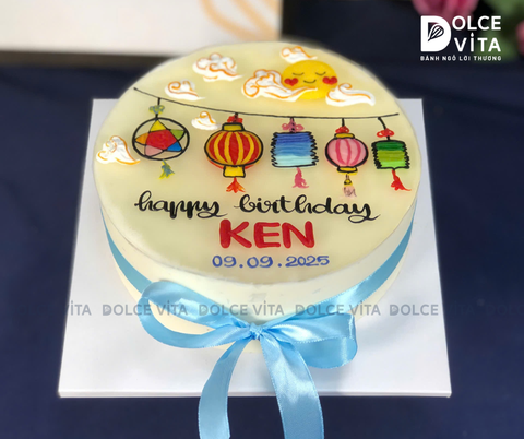 [1966] (60) Bánh kem vẽ lồng đèn trung thu màu sắc