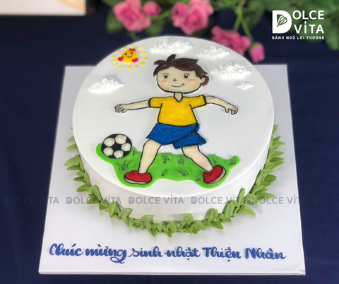 [1330] (70) Bánh kem vẽ cầu thủ đá banh - dành cho tín đồ bóng đá