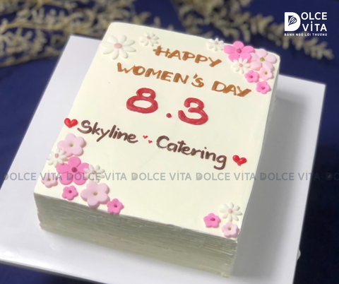 [1215] Bánh sinh nhật công ty hình vuông – Trang trí theo nhận diện thương hiệu