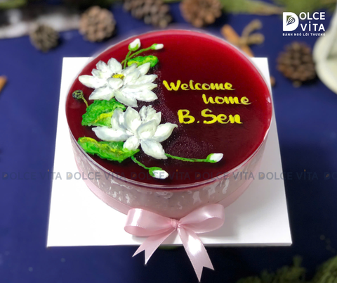 015 (60) Mulberry Yogurt (Mousse dâu tằm sữa chua) vẽ hoa sen trắng