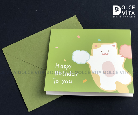 Thiệp sinh nhật hình bánh kem 3D (Xanh lá)