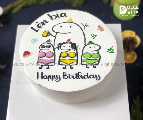 TX006 (50) Bánh vẽ tiệc Giáng sinh hài hước