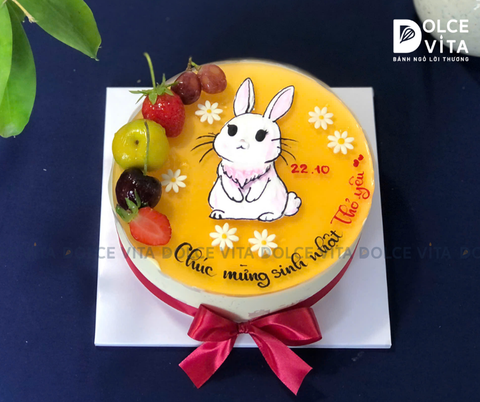 559 (40) Bánh mousse chanh dây vẽ hình thỏ