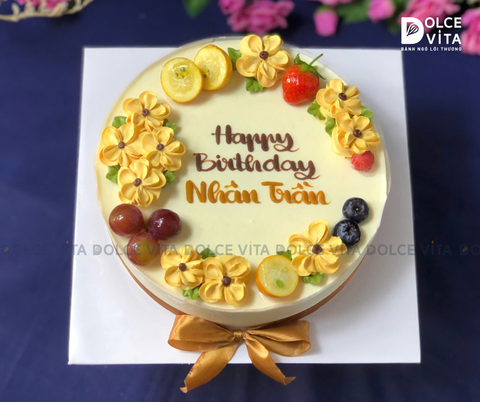 [1193] Bánh Phô Mai Bắp Kem Tươi – Thơm Béo, Trang Trí Hoa & Trái Cây