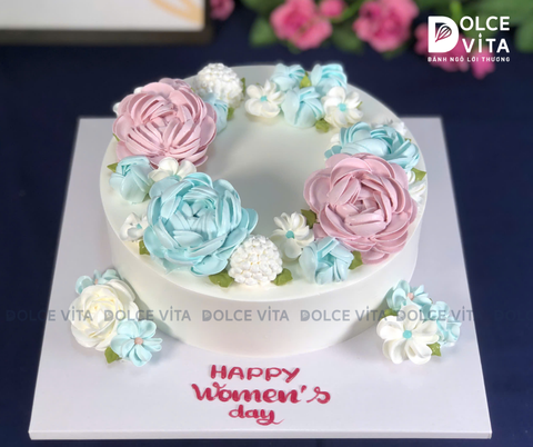 [2043] (M80) Bánh kem trang trí Hoa Pastel – Bánh Kem Nghệ Thuật, Quà Tặng Ngọt Ngào