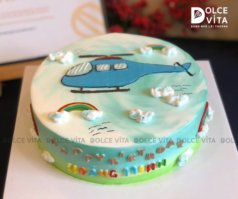 [2918] (80) Bánh vẽ máy bay trực thăng tặng sinh nhật, dịp vui