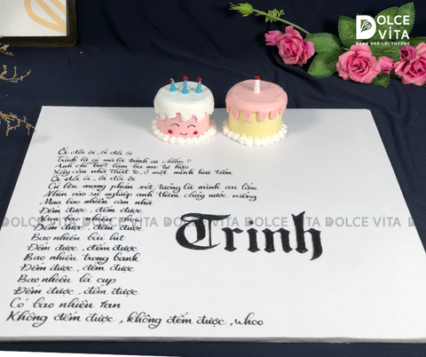 [1743] Bánh kem mini (bento) trang trí lời bài hát