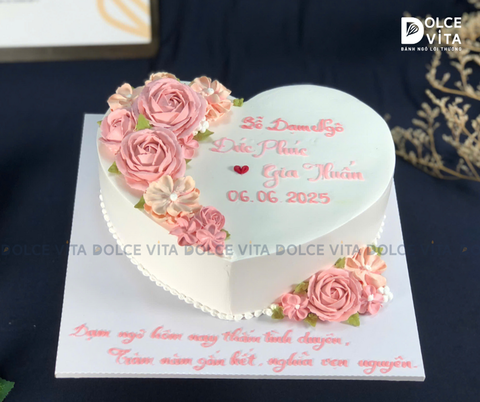 [113] (70) Bánh trái tim trang trí hoa hồng - quà tặng lãng mạn dành cho người thương yêu