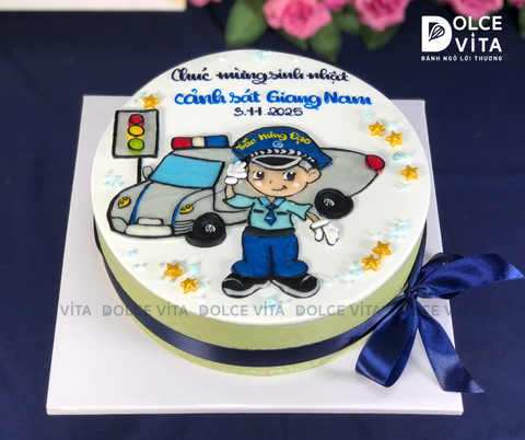 [1706] (90) Bánh kem vẽ xe Cảnh sát - Police Car