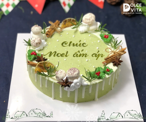 N603 Christmas cake - Bánh Noel/giáng sinh Matcha Yogurt Mousse