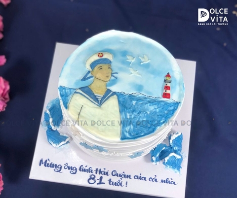 [1437] Bánh kem vẽ người lính Hải Quân - chủ đề Biển Đảo